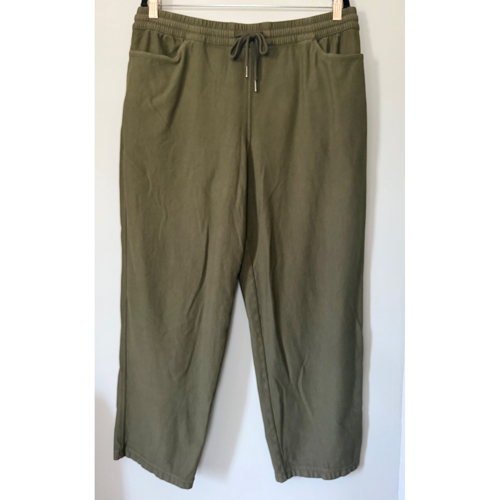 Athleta Farallon Cropped Relaxed Straight Leg Pull-On Pants Olive Green Size XL - Picture 3 of 8